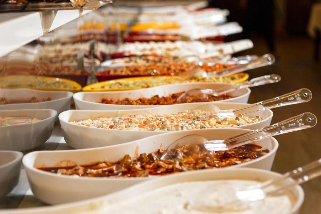 Salads and meze at the buffet